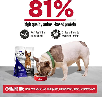 Nulo FreeStyle Small Breed Dog Food Dry - Beef & Sweet Potato, Puppy & Adult Grain Free Dog Food, Natural, High Protein, Smaller Sized Kibble with BC30 Probiotic for Healthy Digestion Support, 6lb Bag