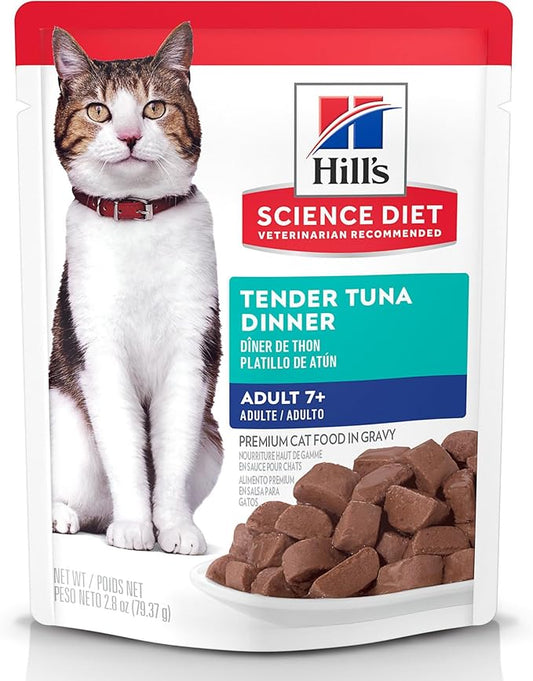Hill's Science Diet Adult 7+ Cat Food, Tuna Stew, 2.8 oz. Pouches, 24-Pack
