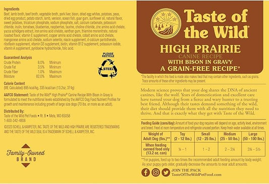 Taste of the Wild High Prairie Canine Recipe with Bison in Gravy Canned Dog Food, 13.2-oz, Case of 12