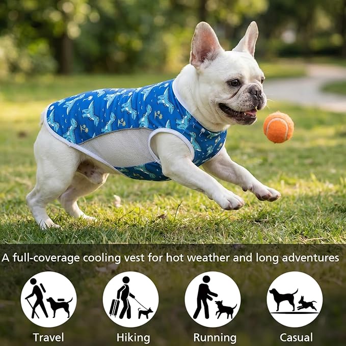 UPF 50+ Sun Protection Dog T-Shirt, 2 Pack Lightweight Sleeveless Dog Vest for Small Medium Dogs Boy – Reflective Strips, Quick-Dry Pet Apparel, Sports Fan Shirt P23ST00507XL