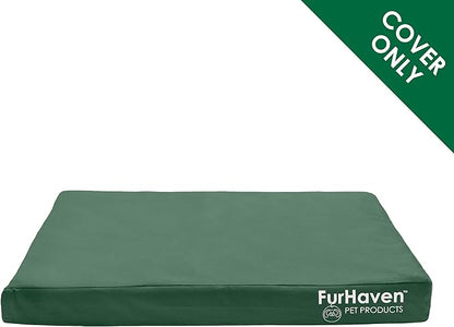 Furhaven Replacement Dog Bed Cover Water-Resistant Indoor/Outdoor Logo Print Oxford Polycanvas Mattress, Washable - Forest, Medium (Pack of 2)