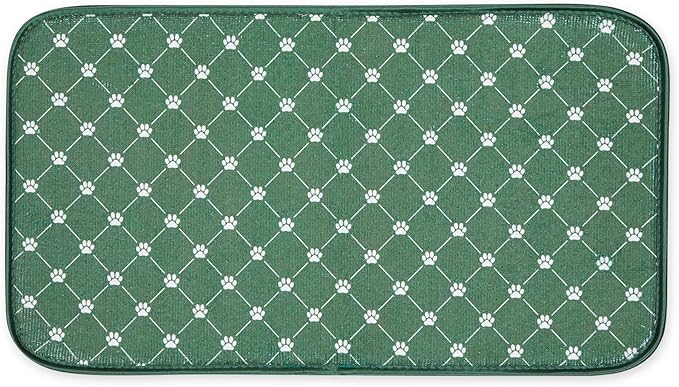 Bone Dry Machine Washable, Ultra Absorbent Pet Mat, 10x18, Hunter Green Trellis Print