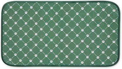 Bone Dry Machine Washable, Ultra Absorbent Pet Mat, 10x18, Hunter Green Trellis Print