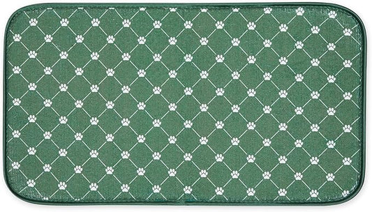 Bone Dry Machine Washable, Ultra Absorbent Pet Mat, 10x18, Hunter Green Trellis Print