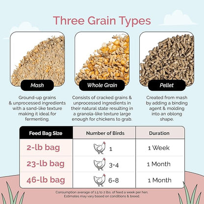 Mile Four Organic Chicken Feed (23 lbs) Layer Pellet, Non-GMO, USA Grown, 16% Protein, Corn-Free, Soy-Free, Non-Medicated Feed for Chickens