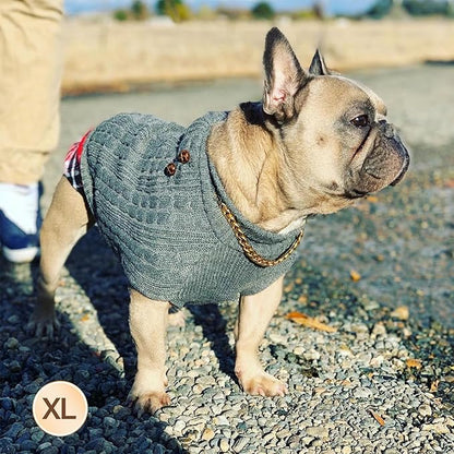 KYEESE Dog Sweater Soft Pullover Dog Sweaters for Medium Dogs Boy Warm Turtleneck Medium Dogs Sweater Stretchy Knitwear Cat Clothes with Gingham Patchwork Thick Pet Coat for Fall Winter Cold Weather