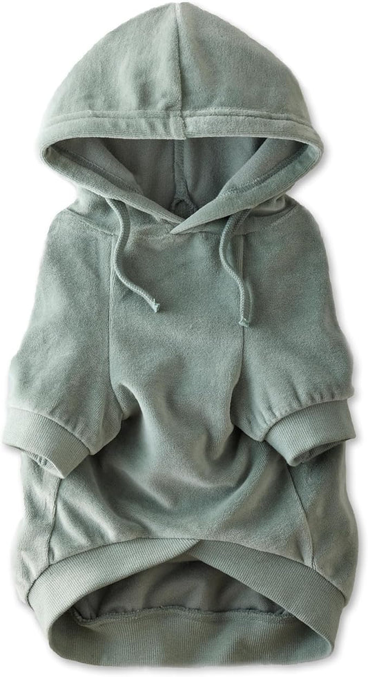 Pet Passion Cooper II Organic Cotton Velour Dog Hoodie Pet Coat for Small, Medium and Large Dogs, Sage, X-Large (55-80 lbs)