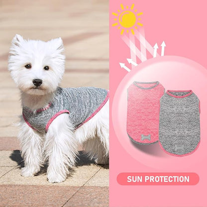 KYEESE 2Pack Dog Shirt, Lightweight Sun Protection Sleeveless Dog T Shirts for Medium Large Dogs, Breathable Pet Reflective Tank Top Summer Dogs Clothes for Outdoor Walking, Coral Red+Grey, 2XL