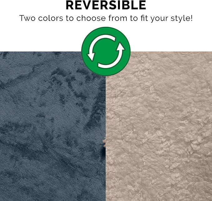 Furhaven Waterproof & Self-Warming Throw Blanket for Dogs & Indoor Cats, Washable & Reflects Body Heat - Soft-Edged Terry & Sherpa Dog Blanket - Cozy Denim, Medium