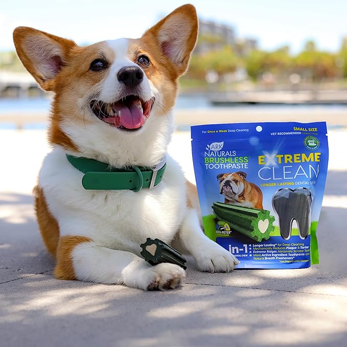 Ark Naturals Extreme Clean Brushless Toothpaste for Small Breeds, 12 oz Bag, Long-Lasting Dog Dental Chew with Toothpaste Center, Freshens Breath, Reduces Plaque & Tartar