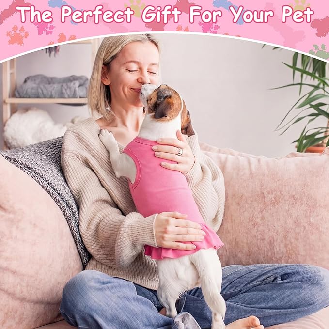 Weewooday 6 Pieces Dog Dresses Cats Shirt Skirt Dog Sleeveless Outfits Breathable Pet Dress with Ruffles Pet Sundress Outfits for and (M Size)