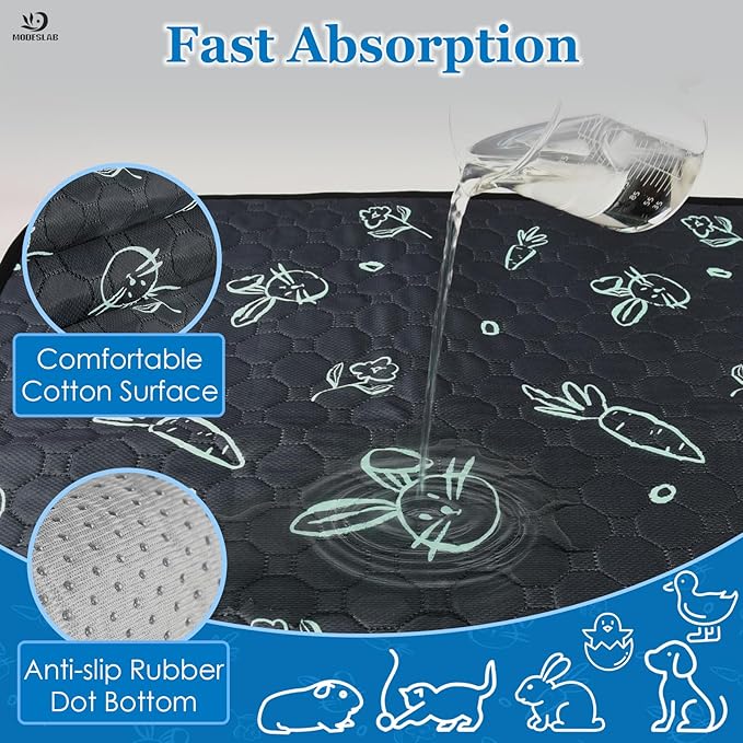 6-Pack Guinea Pig Cage Liner Washable, 16in x 30in Ultra-Absorbent Guinea Pig Bedding for Cage Non-Slip Leak-Proof Pee Pads for Dogs Rabbit Bunny Cat Litter Mat, Navy