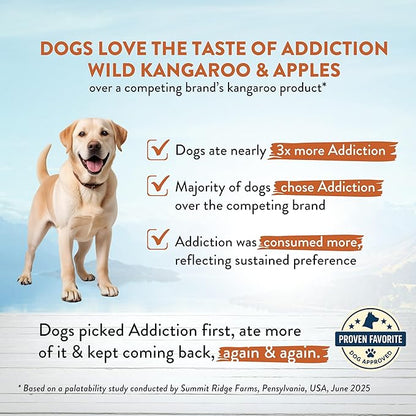 Addiction Wild Kangaroo & Apples Dry Dog Food - Limited Ingredient, Novel Protein for Dogs with Allergies, Grain-Free - Support Muscle Development & Manage Weight - Made in New Zealand 20lb