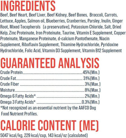 Stewart Raw Naturals Freeze Dried Raw Dog Food or Meal Topper, Beef & Vegetables Recipe, 8 Ounce Bag, Complete and Balanced Nutrition