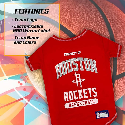 Pets First NBA Licensed Hoodies & T-shirt for Dogs & Cats, Houston Rockets, Small