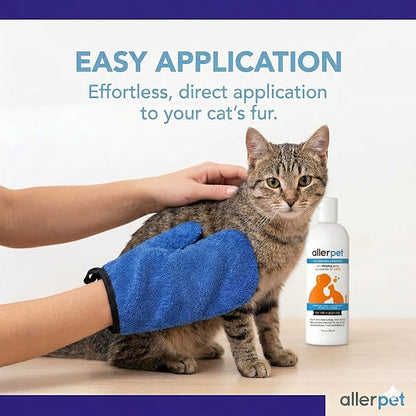 Allerpet Cat Dander Remover w/Free Applicator Mitt - Effective Cat Dander Remover - Anti Allergen Solution Made in USA - (12oz)