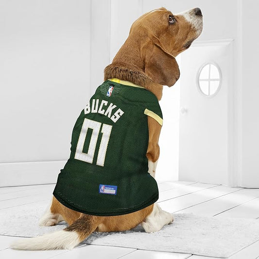 Pets First NBA MILWAUKEE BUCKS DOG Jersey, Medium - Tank Top Basketball Pet Jersey