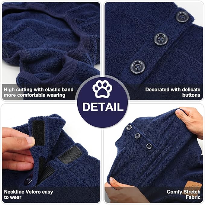 cyeollo Dog Pajamas Thermal Dog Onesie Fleece Dogs Pjs Jumpsuit Stretchable Warm Pet Pajamas for Large Sized Dogs Girl Boy, Navy 3XL