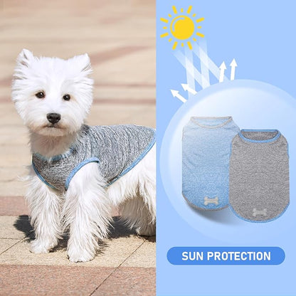 KYEESE 2Pack Dog Shirt, Lightweight Sun Protection Sleeveless Dog T Shirts for Medium Large Dogs Boy, Breathable Pet Reflective Tank Top Summer Dogs Clothes for Outdoor Walking, Grey+Light Blue, 2XL