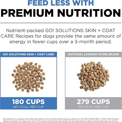 Go! Solutions Skin + Coat Care Chicken Dry Dog Food with Grains, Healthy Kibble with Omega-3s & 6s for Soft, Shiny Fur, for Puppies, Adults, & Seniors, 3.5 lb Bag (Pack of 2)