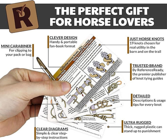 ReferenceReady Horse Knot Cards – Pocket Guide to 19 Pack and Trail Riding Knots - Horse Stuff for Girls and Boys