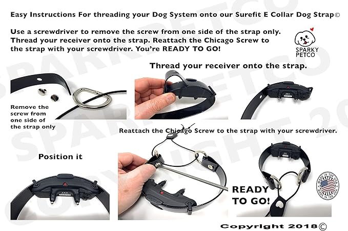 Sparky Pet Co - Surefit ECollar Replacement Strap - Bungee Dog Collar - Waterproof - Adjustable - Secure Nexus Wheel Lock - for Electronic Training & Invisible Fence Systems - 1" (Reflective Red)