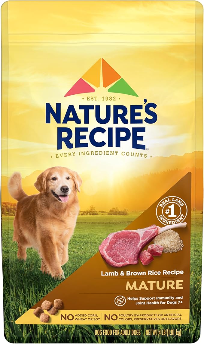 Nature's Recipe Mature Lamb & Brown Rice Recipe Dry Dog Food, 4 lb. Bag