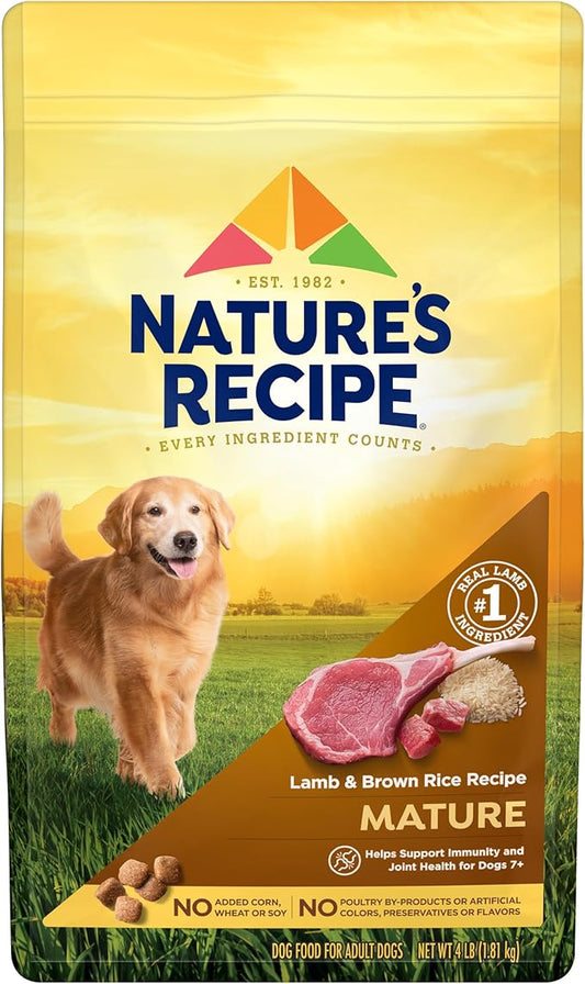 Nature's Recipe Mature Lamb & Brown Rice Recipe Dry Dog Food, 4 lb. Bag