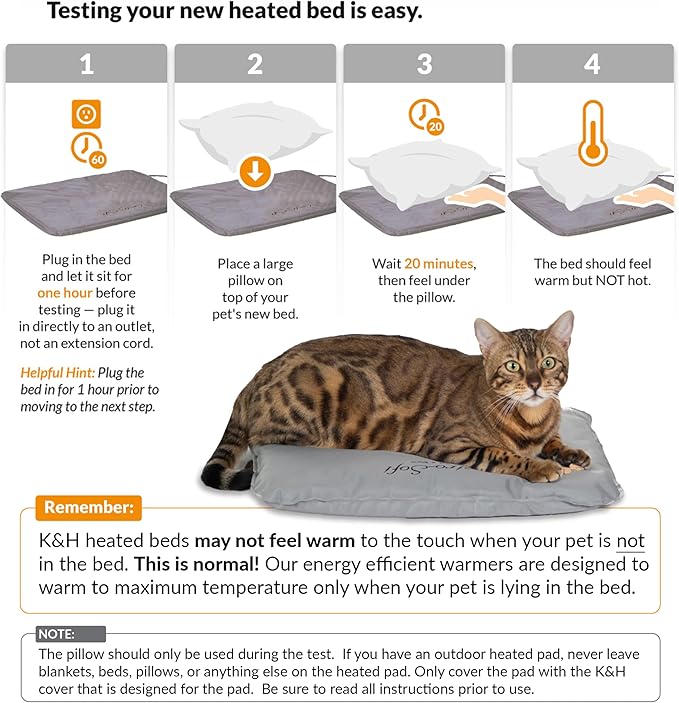 K&H Pet Products Lectro-Soft Orthopedic Outdoor Heated Cat Bed for Outdoor Cat Houses, Safety Listed Automatic Warming Pad, Soft & Flexible, Washable Cover - Small 18 X 14in Tan 20W (Pack of 6)