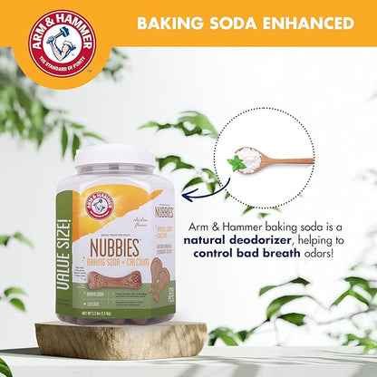 Arm & Hammer for Pets Nubbies Dental Treats Value Size - Baking Soda & Calcium Dog Dental Chews, Helps Scrub Plaque & Tartar While Chewing, Chicken Flavor, 139 Count, 52.8 Oz