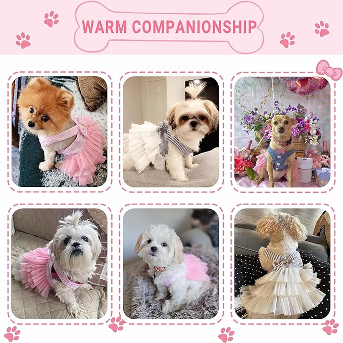 Dog Dresses, Fashion Pet Dog Clothes, Striped Mesh Puppy Dogs Princess Dresses (Pink/Blue/Denim(3pack), X-Large)