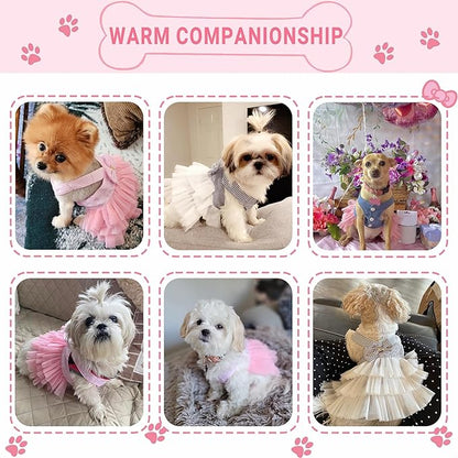 Dog Dresses, Fashion Pet Dog Clothes, Striped Mesh Puppy Dogs Princess Dresses (Pink/Blue/Denim(3pack), Small)