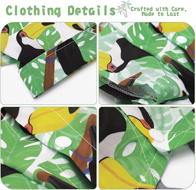 Hawaiian Dog Shirt – Lightweight and Breathable Summer T-Shirt with Tropical Prints, Fun Beach Outfit for Small, Medium, and Large Dogs, Perfect for Hot Days and Outdoor Vacation.Hornbill XS
