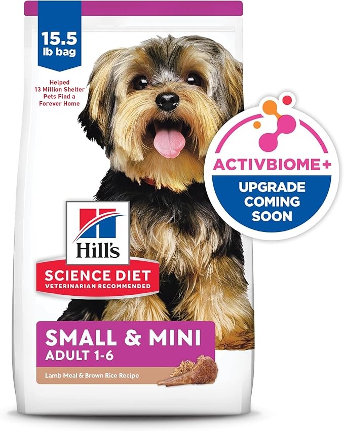 Hill's Science Diet Adult 1-6 Small & Mini Dry Dog Food, Lamb Meal & Brown Rice, 15.5 lb. Bag