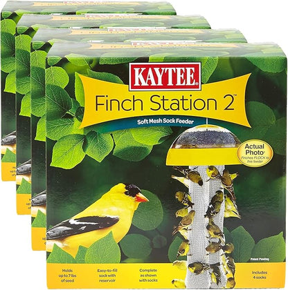 Kaytee Wild Bird Finch Station 2 Soft Mesh Sock Feeder, Includes, Yellow, 4 Socks (Pack of 4)