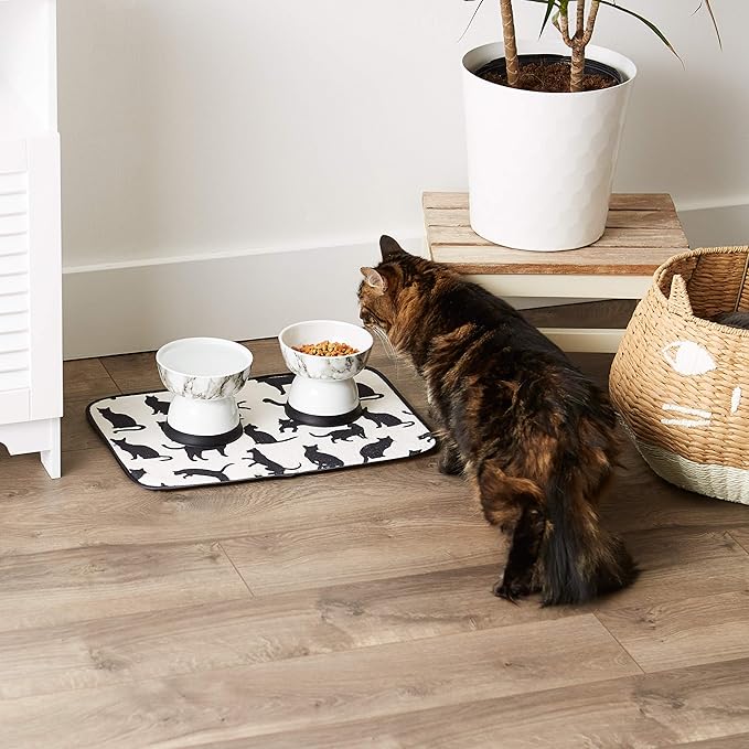 Bone Dry Machine Washable, Ultra Absorbent Pet Mat, 12x18, Cat Silhouette