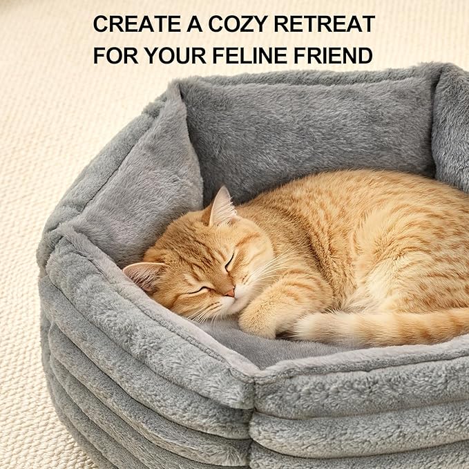 Small Dog Bed for Small Dogs, Cat Beds for Indoor Cats, Pet Bed for Puppy and Kitty, Extra Soft & Machine Washable with Anti-Slip & Water-Resistant Oxford Bottom, Grey, 24 inches