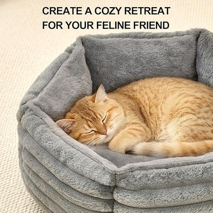 Small Dog Bed for Small Dogs, Cat Beds for Indoor Cats, Pet Bed for Puppy and Kitty, Extra Soft & Machine Washable with Anti-Slip & Water-Resistant Oxford Bottom, Grey, 24 inches