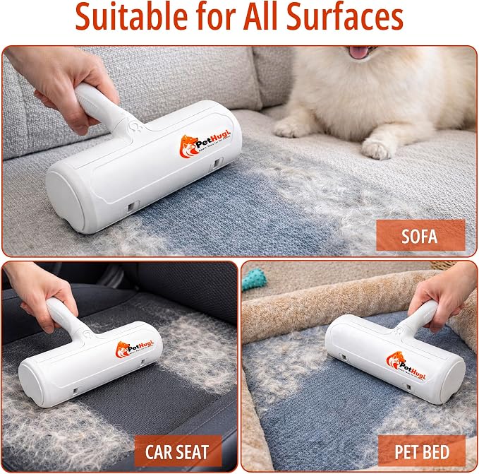 Reusable Pet Hair Remover Roller for Couch & Furniture – Self Cleaning Lint Roller for Dog & Cat Hair, Washable Pet Hair Cleaner for Carpet, Sofa & Bedding