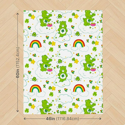 Care Bears Good Luck Bear St. Patrick's Day Cozy Throw 46 in x 60 in – Soft Cozy Plush for Couch, Bed & Travel, Nostalgic Collectible Gift (100% Officially Licensed Product) by Franco Collectibles®