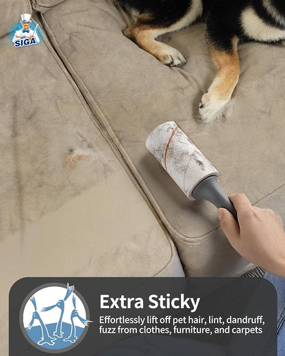 MR.SIGA Extra Sticky Lint Roller Pet Hair Remover for Clothes, 540 Sheets | Dog and cat fur remover, removes hair from couch, furniture and carpet easily