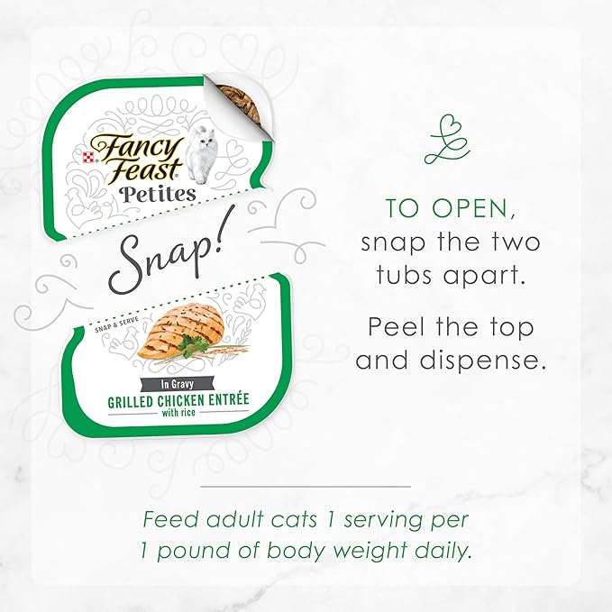 Purina Fancy Feast Petites Grilled Chicken Entrée With Rice In Gravy Gourmet Wet Cat Food - (Pack of 12) 2.8 oz. Tubs