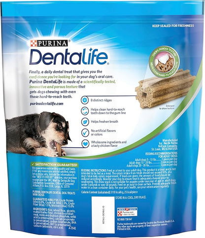 Dentalife Daily Oral Care Dog Treats for Small Dogs 5-20 lbs.,Chewy Dental Treat to Freshen Breath and Fight Tartar,Chicken Flavor,17.1 oz.,58 Chews - 58 ct. Pouch,(Pack of 2)