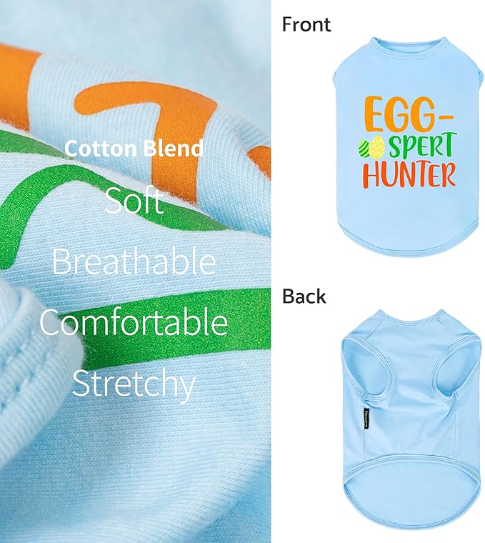 Fitwarm Egg-spert Hunter Dog Easter Outfit, Summer Clothes for Small Dogs Boy Girl, Pet Outfit, Blue, Red, Green, Orange, Small