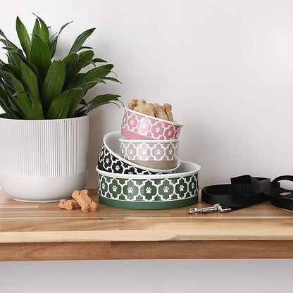 Bone Dry Lattice Collection Pet Bowl & Canister, Large Set, 7.5x2.4 inches, Rose, 2 Piece