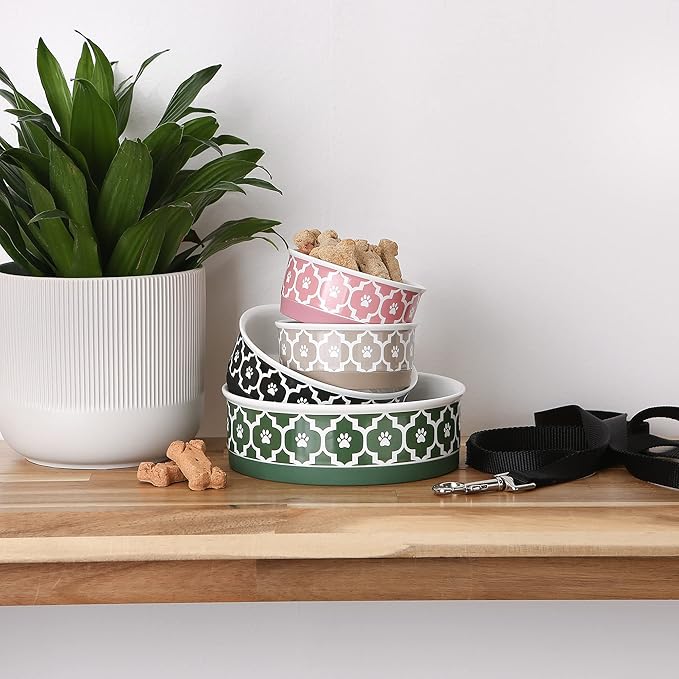 Bone Dry Lattice Collection Pet Bowl & Canister, Small Set, 4.25x2 inches, Rose, 2 Piece