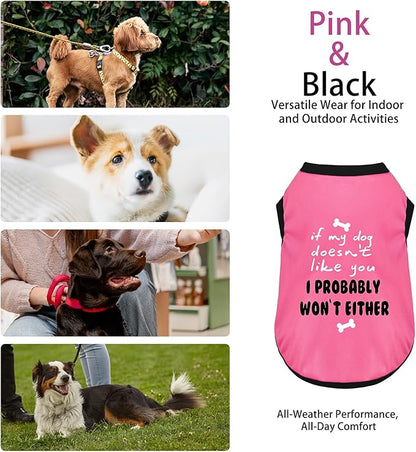 Color-Blocked Dog Tank Top with Playful Heat Transfer Designs – Lightweight Polyester Shirt for Small,MediumDogs, Perfect for Casual Outings.I Probably Won't Either Pink S