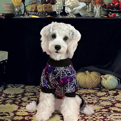 XPUDAC Halloween Dog Pajamas for Small Medium Dogs Spider Puppy Costume Soft Pet Clothes Outfit Cat Jumpsuits, Large