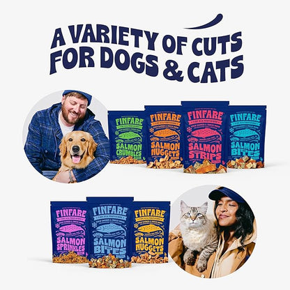 Finfare Freeze Dried Dog Food Toppers, Salmon Crumbles, Protein & Omega-3s, Grain Free Salmon Training Treats and Meal Toppers for Dogs, Crafted in USA, 2oz