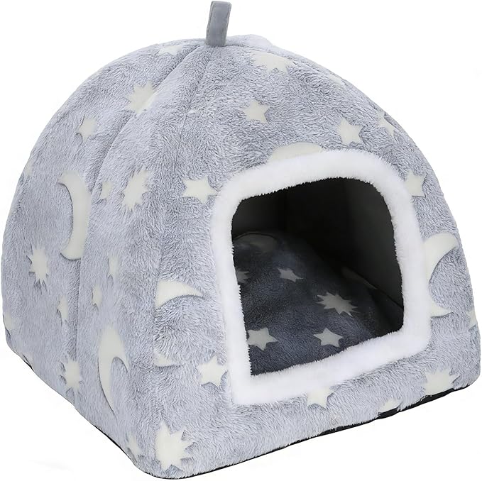 Cat Bed Cave,Cat Tents for Indoor Cats,Cute Cozy Tent for Kitten and Small Pet with Removable Washable Cushion Pillow Gatos Hideaway Beds 2 in 1 Enclosed House Soft Plush Stuff Camas